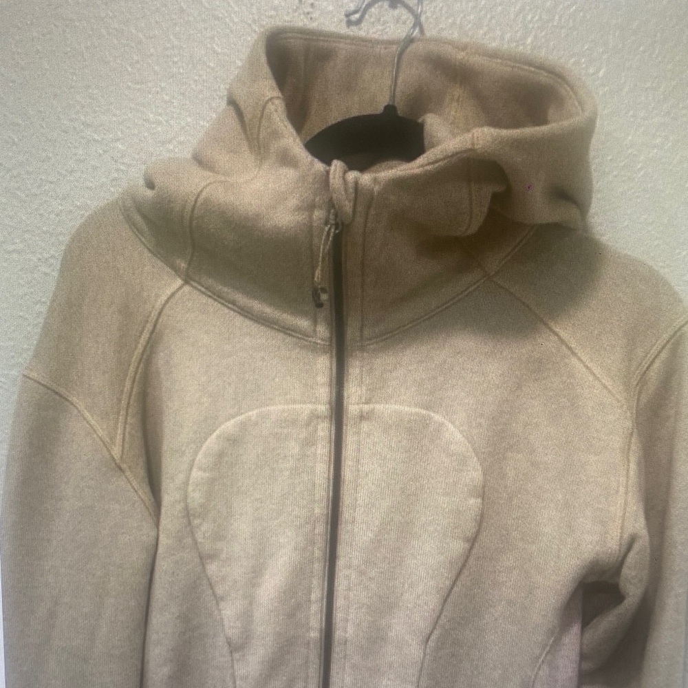 Lululemon Scuba Hoodie Womens 8 Beige Pink Full Zip Thumbholes Jacket